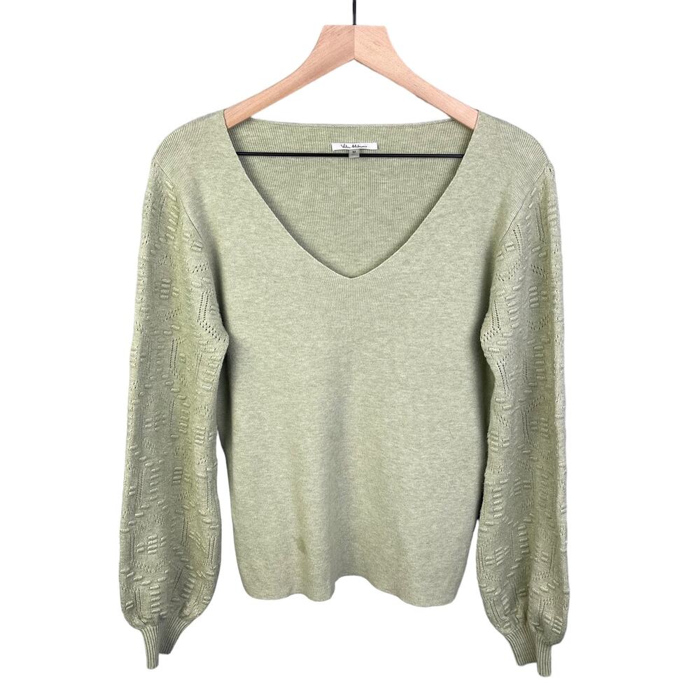 Vila Milano Women Sweater V-neck Puff Sleeves Lightweight Stretchy‎ Size Medium